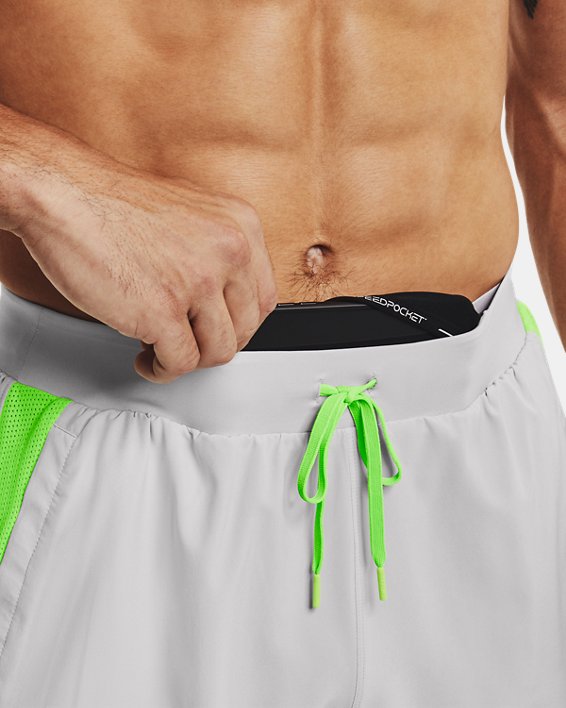 Men's UA Qualifier Speedpocket Branded 7'' Linerless Shorts, Gray, pdpMainDesktop image number 4